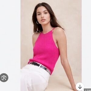 NWT Banana Republic Women’s Open Stitch Sweater Tank Hot Pink, Size Small